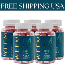 WEEM Hair Skin and Nails Gummies, Vegan biotin Vitamins, Healthy Hair- Pack of 5
