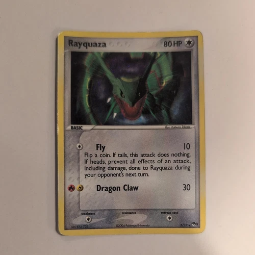 RAYQUAZA 3/17 POP SERIES 1 HOLO RARE POKEMON CARD TCG 2004 LEGENDARY Played