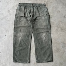 Vintage Y2K Carhartt faded green double knee work wear carpenter pants