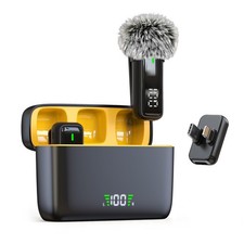 2 in 1 Wireless Lavalier Microphone for iPhone Android - Mini Phone Microphon...