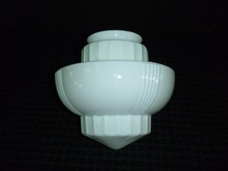 Vtg Antique Art Deco Glass Light Fixture Shade Pointed End Ribs 8" H