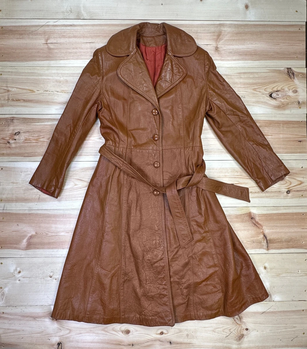 Vintage Leather Trench Coat In Vintage Outerwear Coats & Jackets
