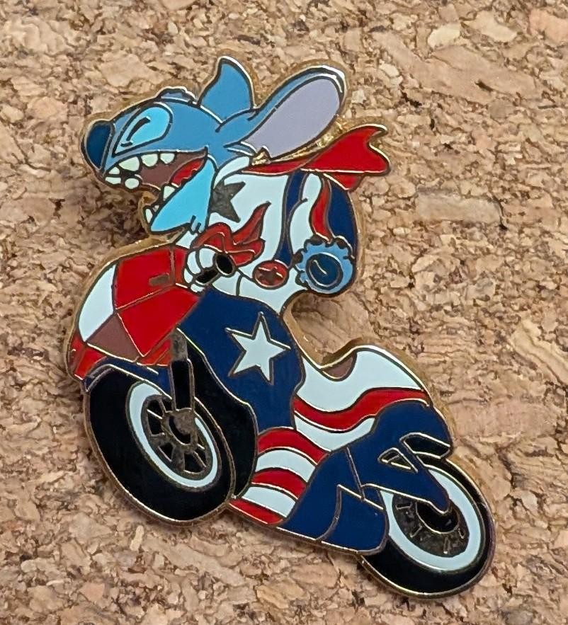 Disney Pin Stitch Riding a Motorcycle Americana Collection 2005