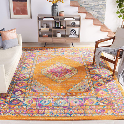 Safavieh Madison Collection Accent Rug - 3 X 5 Orange Fuchsia Boho Chic