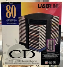 LASERLINE 80 CD Storage Spinning Carousel Rack Tower Rotating Black Round NEW!