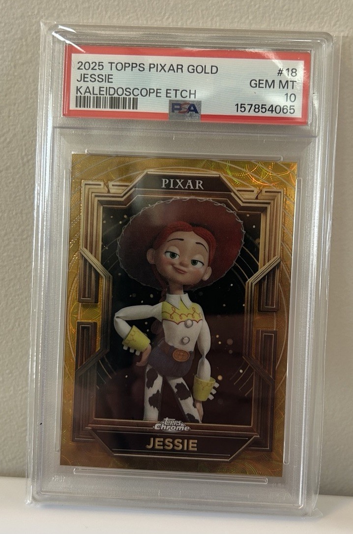 2025 Topps Pixar Gold Jessie PSA 10 GEM Kaleidoscope Etch 18 Toy 1st Graded 🔥