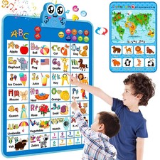 Electronic Interactive Double Sided Alphabet Wall Chart Talking ABC 123 Music