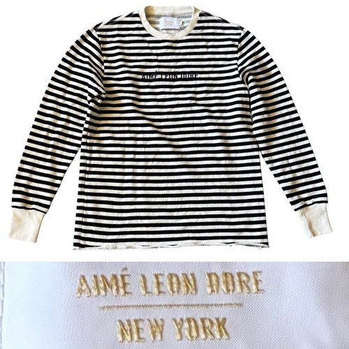 Maglione Aime Leon Dore Terry a righe uomo taglia media colore blu navy bianco nautico - Foto 1 di 8
