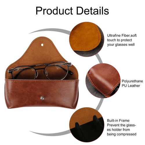 Portable Leather Glasses Case, Flexible Reading Eyeglass Pouch Slim Case for ... - Picture 2 of 9