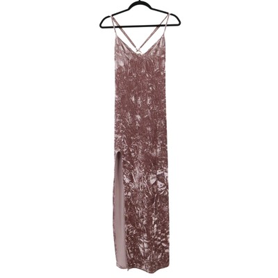 Makers Of Dreams Crushed Velvet Maxi Dress M Pink Boho Romantic Fairy Grunge