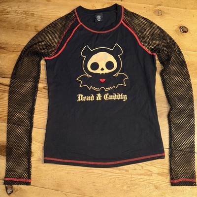 Skelanimals dead and cuddly fishnet sleeve shirt Medium NWOT HOT TOPIC sold Out