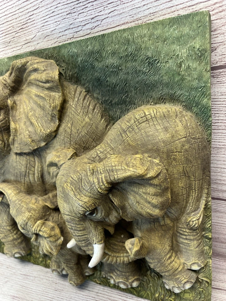 Diseño Toscano Animal Máscaras Sabana 3D Resina Pared Escultura Elefante Familia De Colección Foto 2 de 4