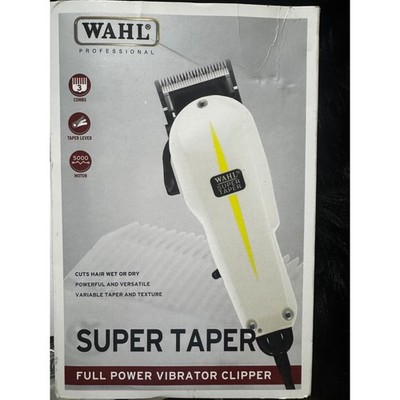 Wahl Professional Super Taper Hair Clipper Model 8400 White Corded 5000 Motor