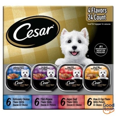 Cesar Loaf and Topper in Sauce Chicken, Cheese, Potato, Steak, 3.5oz/24ct