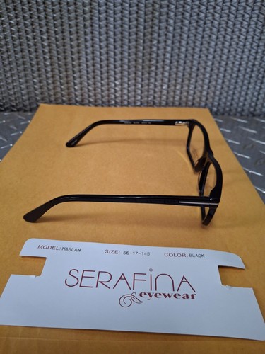 New Serafina Eyeglasses Frames Harlan Plastic Black Frame 56-17-145 Full Rim - Picture 2 of 4
