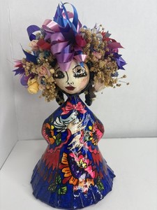 Vintage 1960S Abelardo Ruiz Mexican Folk Art Paper Mache Girl Doll Figurine