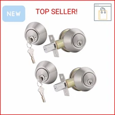 Gobrico Keyed Alike Double Cylinder Deadbolts Door Locks Satin Nickel Keyd Both 
