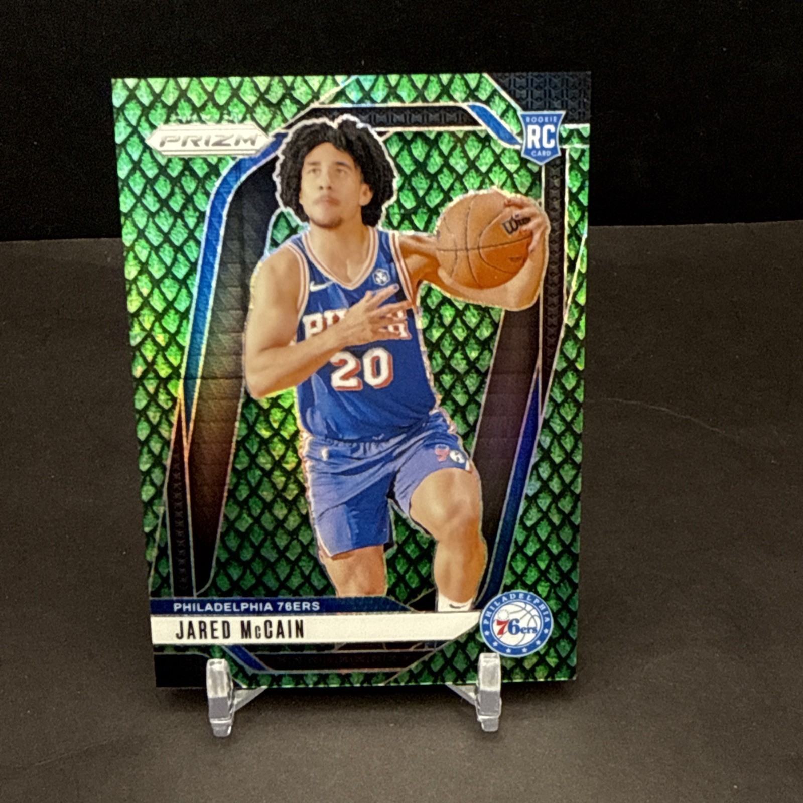 2024-25 Panini Prizm Jared McCain RC #222 Jade Dragon Scale SP 0/48 76ers DL1