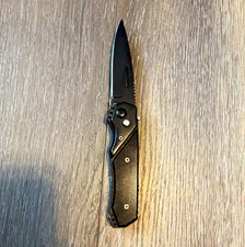 Black Assisted Opening Pocketknife Liner Lock SS Drop Point Plain Edge Clip