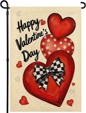 Valentines Day Garden Flag 12x18 Inch Love Heart Double Sided Flag for Anniversa