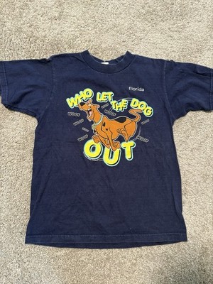 Vintage Y2K Scooby Doo Shirt Youth Size 10/12 Navy Who Let The Dog Out 2000
