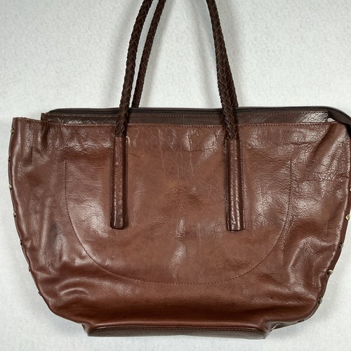 Noonday Collection Arcadia Leather Shoulder Bag Tote Dark Brown - Picture 3 of 13