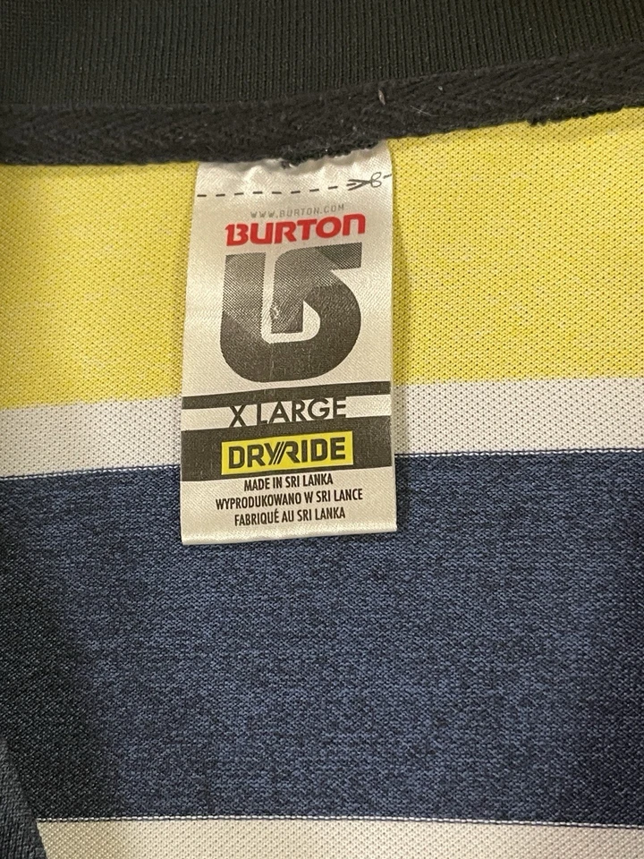 Polo Burton XL para hombre azul y amarillo manga larga a rayas en capas con agujeros para los pulgares Foto 4 de 4