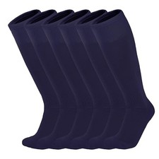Kids Soccer Socks 3Pack Cushion Cotton Comression 8-12 Years Pure Blue 3pack