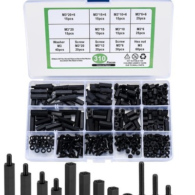 M3 Nylon Schrauben Mutter Abstandshalter 310er Set für Platinen Elektronik We...