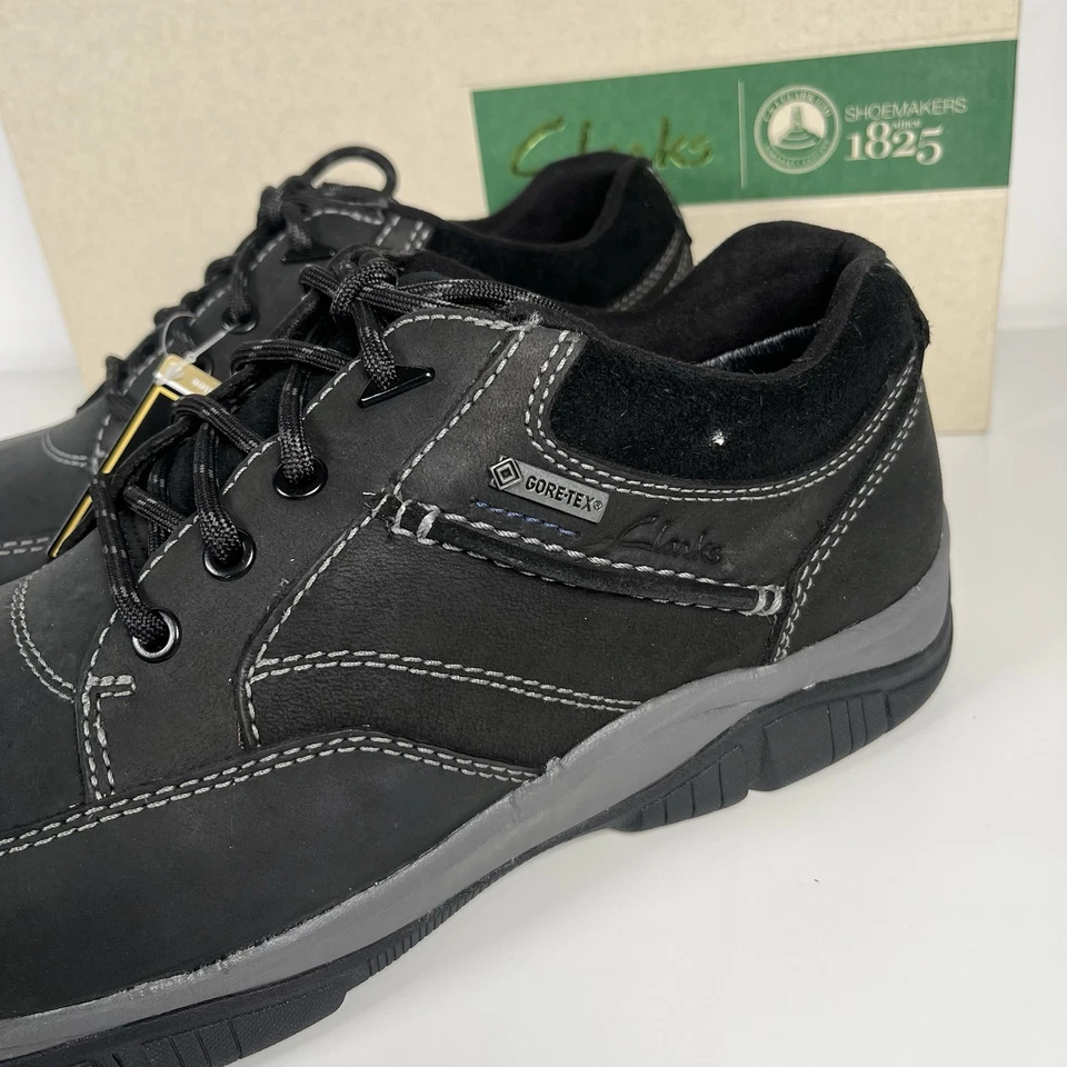 Clarks Rampart Go GTX Gore-Tex Waterproof Black Leather Shoes UK 11G Wide Fit - Image 2 of 4