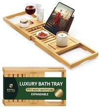 Royal Craft Wood Foldable Bamboo Bathtub Tray Caddy Expandable Bath Table