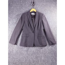 Calvin Klein Womens Gray Blazer Jacket Size 8 One Button Sharp Shawl Lapel