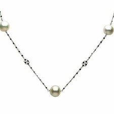 ESTATE AAA BLACK SPINEL  SOUTH SEA PEARL 18KT BLACK GOLD BY THE YARD NECKLACE