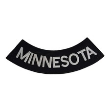 MINNESOTA Rocker Patch - 10" x 2.625" Large Black & Silver Biker Vest DIY Cut