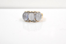 14K Yellow Gold Diamond Purplish Moonstone Ring 4G SZ 6.25