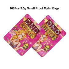 100Pcs Smell Proof Mylar Bags Resealable Zip 3.5g Candy Storage Pouch Food Grade