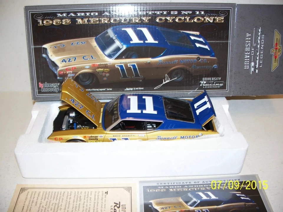 Mario Andretti Autografiado NASCAR #11 Stock Car 1968 Daytona Mercury Cyclone 1:24 Foto 4 de 4