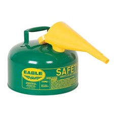 Type I Safety Can, Galvanized Steel, 2 gal, Green, Self-Closing Lid, Includes