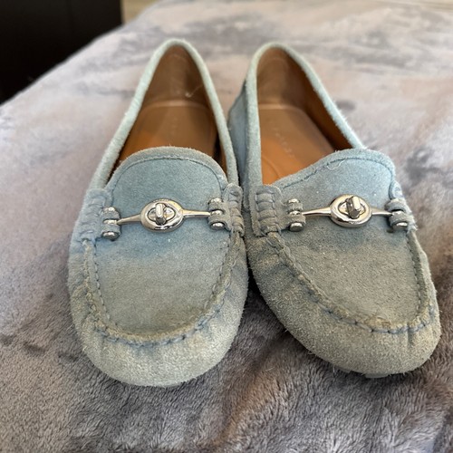 COACH Suede Light Blue Arlene Loafer Driving Moccasin Shoes Women's Size 7.5 B - Picture 2 of 7