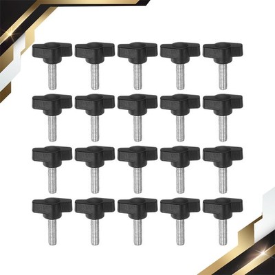 20pcs M6x20mm Male Thread Tee Wing Knobs Thumb Screw Clamping Knobs Grip Black