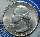 AU/UNC 1943 D/D Washington Silver Quarter  RPM 10 {{{D390