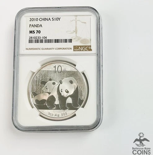 2010 China 10 Yuan PANDA .999 Fine Silver 1oz Coin NGC MS70