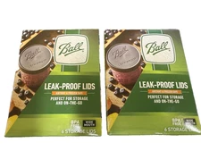 Ball Leak- Proof Wide Mouth Lids 2 Boxes Of 6 Airtight & Freezer Safe