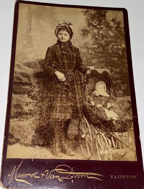 Rare Antique Victorian American Doll Carriage Toys & Girl Cabinet Card Photo! MA