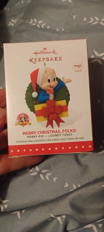 Hallmark  Ornament 2015 Magic Looney Tunes Merry Christmas Folks! Porky Pig NIB 