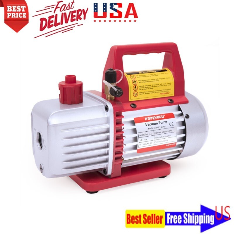 Single-Stage Rotary Vane Vacuum Pump for HVAC/Auto AC Refrigerant Recharging US