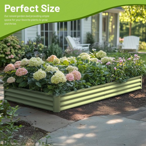 2PCS 8x4x1ft Galvanized Raised Garden Bed-Outdoor Galvanized Planter Box Green - Picture 6 of 7