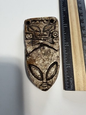 Ojuelos De Jalisco Authentic Alien Stone Carved Pendant Glyphs  