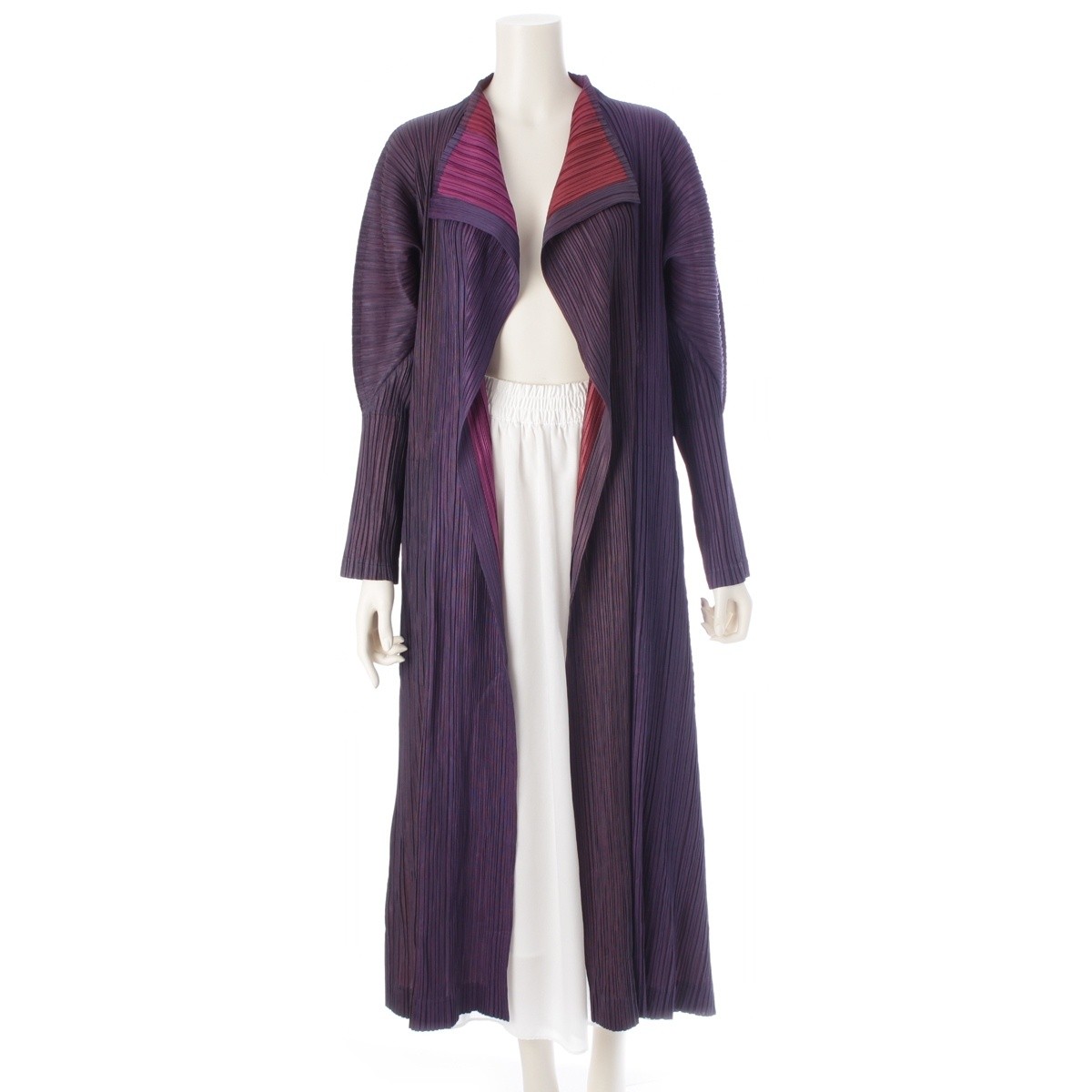 ALTRA PLEATS PLEASE ISSEY Cappotto cardigan bicolore manica lunga PP43 JA812 viola 4
