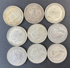 9 x Two Shilling / Florin Coins 50% Silver Content - 100 grams